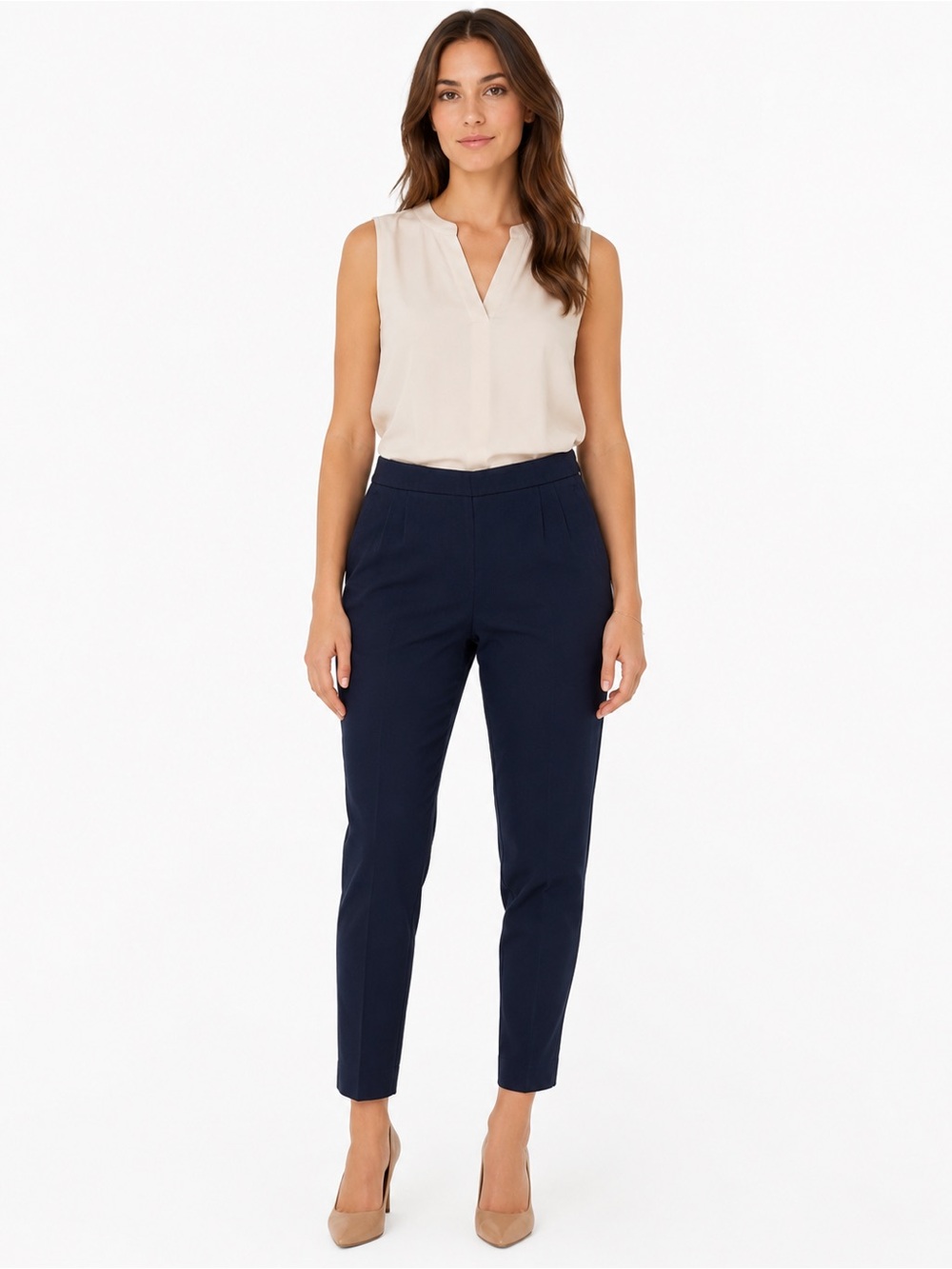 J.Crew Martie Pants Women’s 4P Navy Blue Slim Cropped Stretch Side Zip